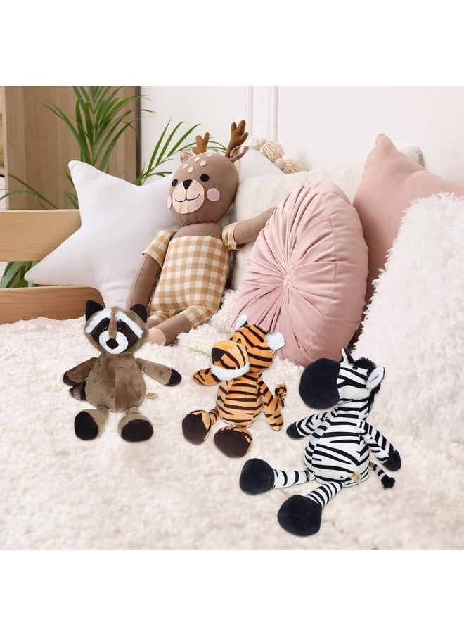 Zhanmai 9 Pcs Plush Jungle Animals Toys Jungle Safari Stuffed Animals Bundle 9.9 Inch Cute Plush Animal Toys Includes Tiger Lion Elephant Monkey Zebra Raccoon Rhino Giraffe for Kids Animal Theme Party  - Image 2