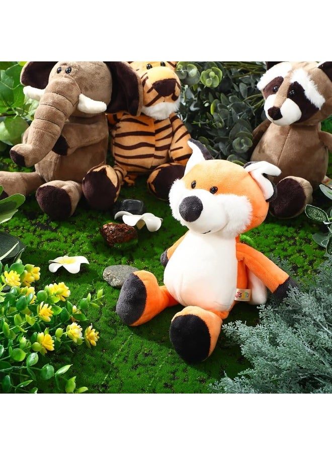 Zhanmai 9 Pcs Plush Jungle Animals Toys Jungle Safari Stuffed Animals Bundle 9.9 Inch Cute Plush Animal Toys Includes Tiger Lion Elephant Monkey Zebra Raccoon Rhino Giraffe for Kids Animal Theme Party  - Image 4