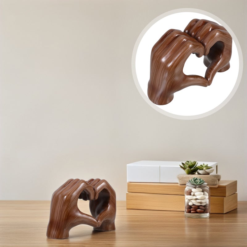 Household Resin Craft Decor Love Heart Hand Gesture Desktop Finger Gesture Statue Abstract Decor - Image 1