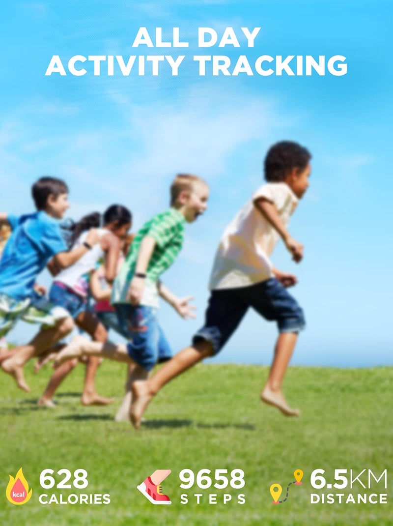 BIGGERFIVE Vigor Kids Fitness Tracker Watch for Girls Boys Ages 5-15, IP68 Waterproof, Activity Tracker, Pedometer, Heart Rate Sleep Monitor, Calorie Step Counter Watch - Image 2