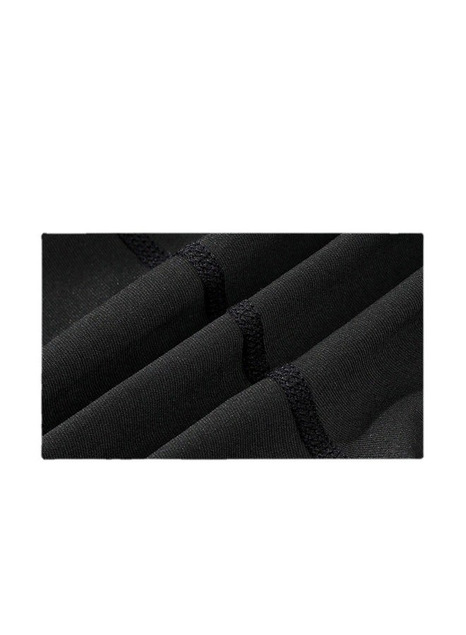 Mens Quick Dry Large Size Swimming Trunks Boxer Swimsuit Professional Hot Spring Swimwear Seven Piece Set Black - Image 4