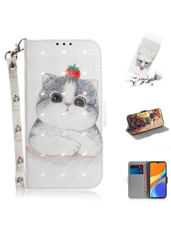 HuHa Case Cover For Xiaomi Redmi 9C 3D Colored Drawing Horizontal Flip Leather Case with Holder & Card Slots & Wallet & Lanyard Cute Cat 