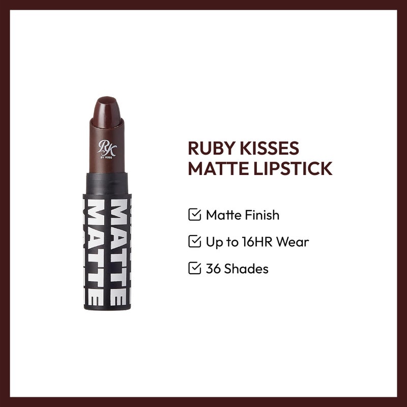 Ruby Kisses Ultra Matte Super Rich Lipstick 3.5g/0.12oz (RMLS13 DARK PLUM SCENE) - Image 3