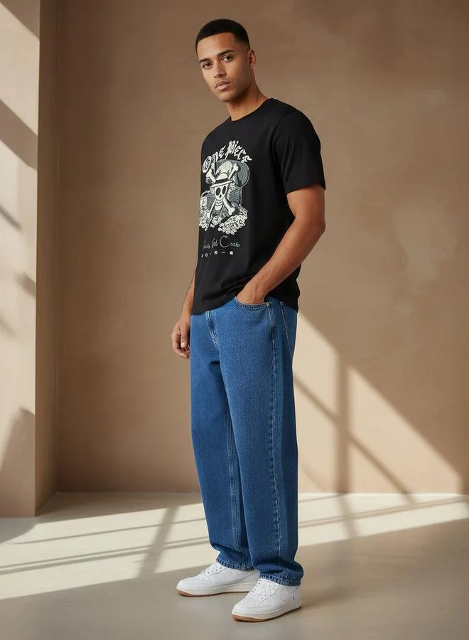 اس بي كاركترز Men Regular Fit Crew Neck Short Sleeves One Piece Print T-shirt