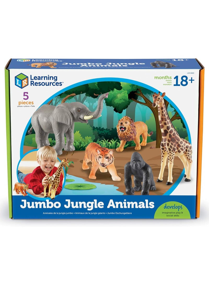 Learning Resources Learning Resources Jumbo Jungle Animals, Animal Toys for Kids, Safari Animals, 5 Pieces, Ages 18 months+ - Image 1