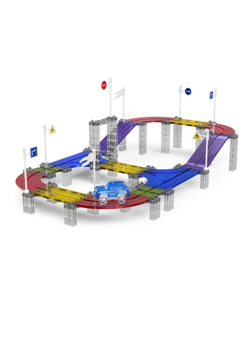 Magnetic Fields Magnetic Building Tracks with Electric Car -137 Pcs - Image 1