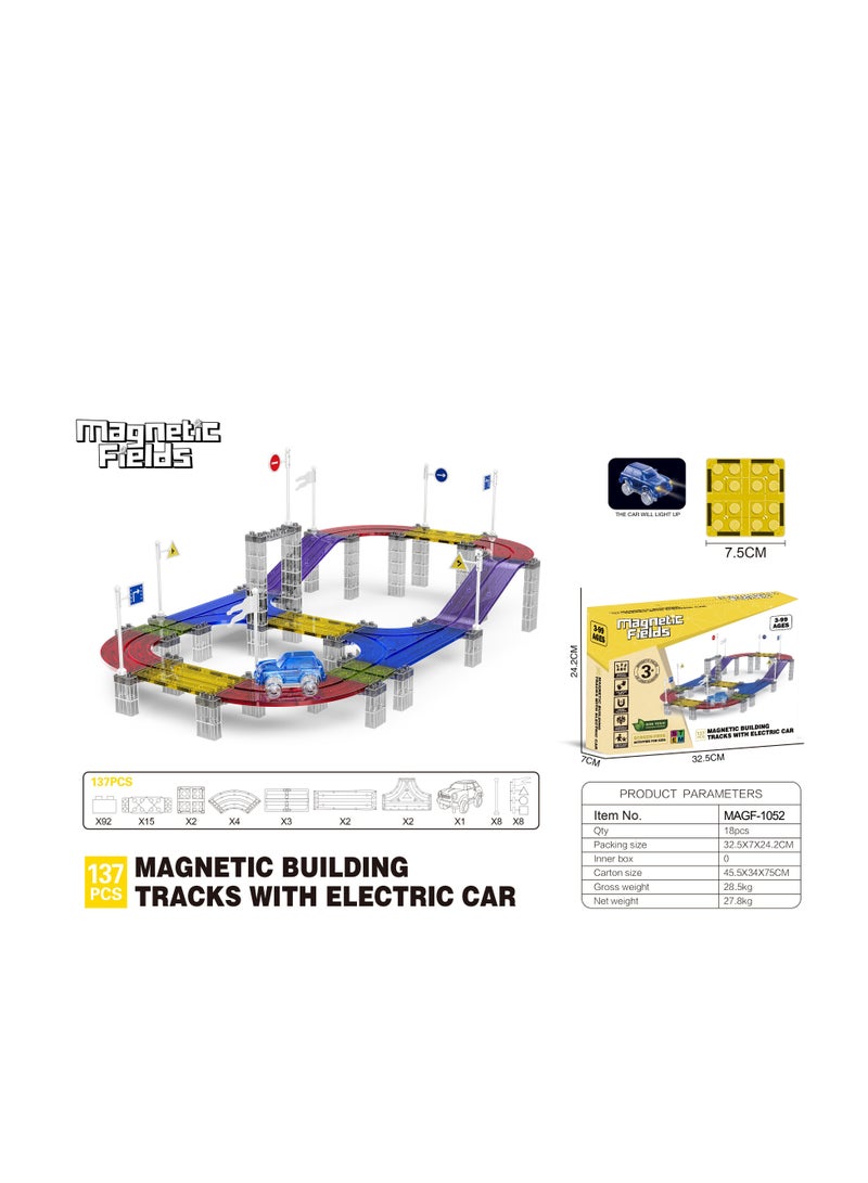 Magnetic Fields Magnetic Building Tracks with Electric Car -137 Pcs - Image 3
