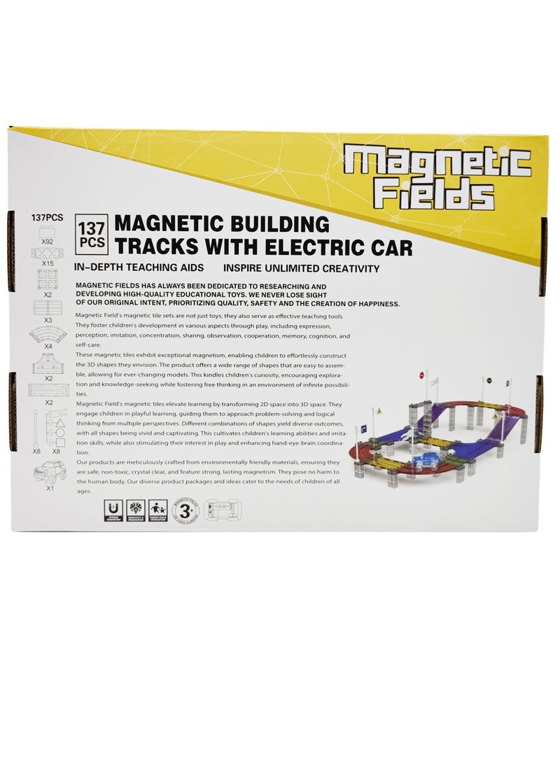 Magnetic Fields Magnetic Building Tracks with Electric Car -137 Pcs - Image 4