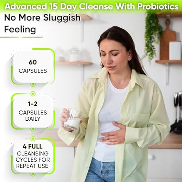 NutraPro 15 Day Gut Cleanse Detox for Women & Men - Advanced 15 Days Colon Cleanse with Probiotics and Psyllium Husk for Constipation Relief, Digestive Health, Colon Cleanser & Gut Health.60 Caps. - Image 4