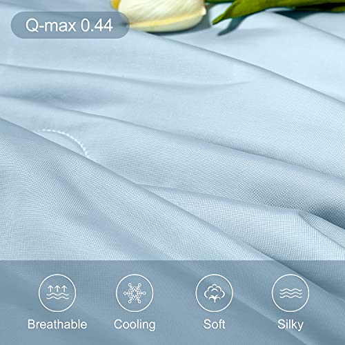 LLanCL Cooling Blankets for Hot Sleepers - Cool Like Ice Cream Lightweight Blanket for Summer with Double Side Cold, Cooling Comforter, Quilt, Fabric for Bed (Queen Size 79" x 91" Blue & Grey) - Image 3