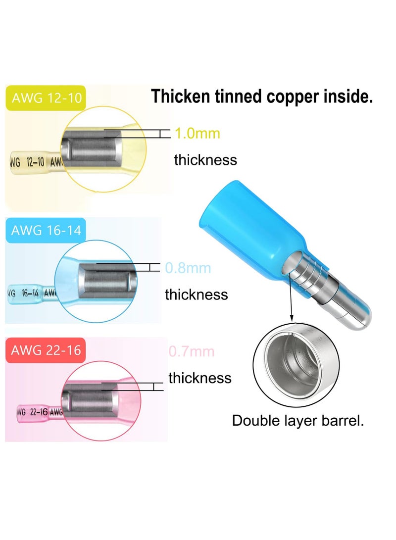 Heat Shrink Bullet Wire Connectors Kit, 110 Pcs Waterproof Electrical Female & Male Bullet Butt Terminals, Bullet Terminals Wire Connectors, Marine Grade Bullet Connectors - Image 4
