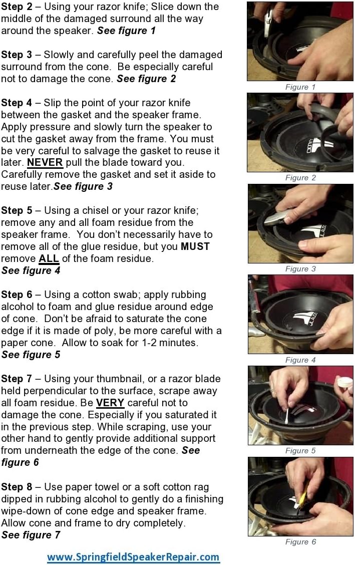Springfield Foam Surround Edge Repair Kit - 1 Speaker Kit - Compatible with All JL Audio 12W7 Subwoofers - Image 3
