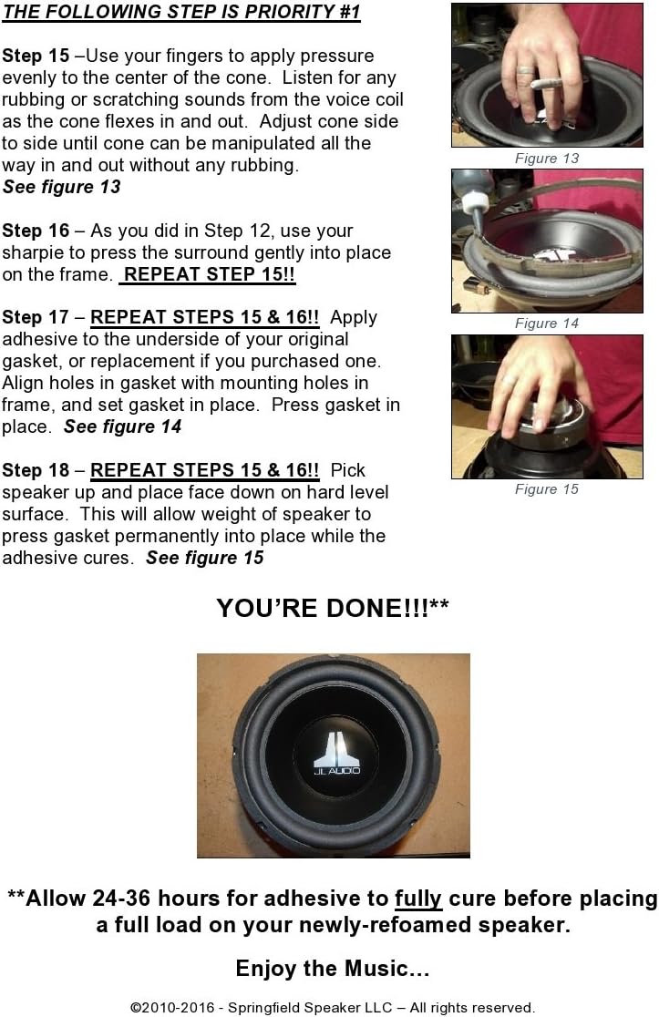 Springfield Foam Surround Edge Repair Kit - 1 Speaker Kit - Compatible with All JL Audio 12W7 Subwoofers - Image 5