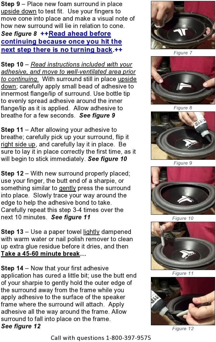 Springfield Foam Surround Edge Repair Kit - 1 Speaker Kit - Compatible with All JL Audio 12W7 Subwoofers - Image 4
