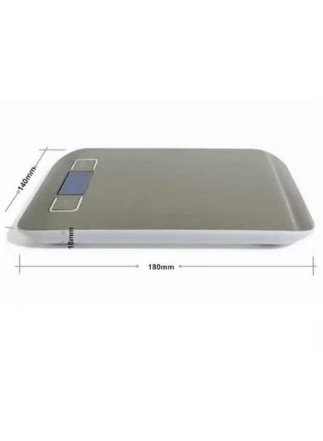 ميزان مطبخ طعام ديجيتال ستانلس ستيل - ميزان رقمي دقيق 10 كيلو بشاشة LCD خلفية - فضي - Image 2