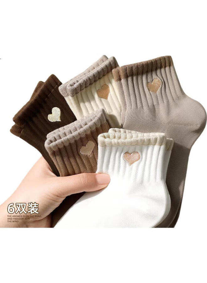 As plant Women'S Cotton Summer Short Socks, 7A Grade Antibacterial Odor-Resistant Breathable Boneless Durable Cute Embroidered Mid-Calf Socks - Image 1