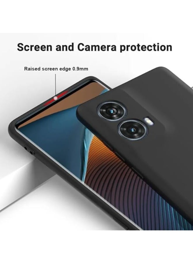 جنرال - **الحافظة متوافقة مع موتورولا Moto G85، مصنوعة من السيليكون السائل مع طبقة من قماش الألياف الدقيقة، حافظة مقاومة للخدوش والبصمات والصدمات لـ Moto G85** - Image 1