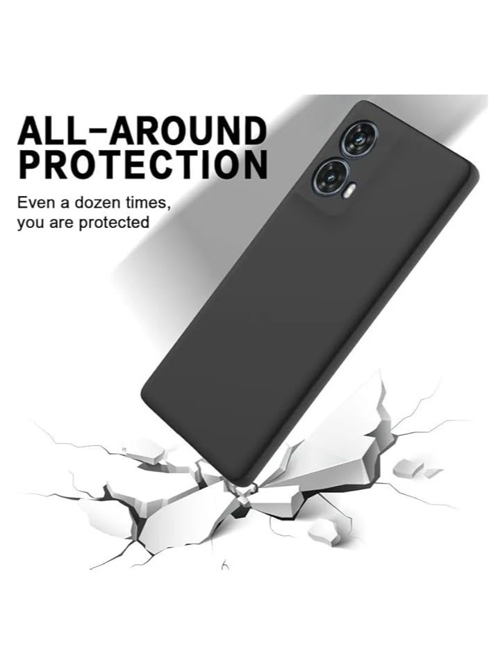 جنرال - **الحافظة متوافقة مع موتورولا Moto G85، مصنوعة من السيليكون السائل مع طبقة من قماش الألياف الدقيقة، حافظة مقاومة للخدوش والبصمات والصدمات لـ Moto G85** - Image 1