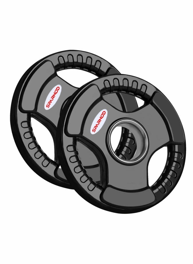 لوح وزن من الحديد من Sparnod Fitness S3FP-12.5_PAIR Olympic Grip Plate لتدريب القوة ورفع الأثقال وكروس فيت 25 كجم