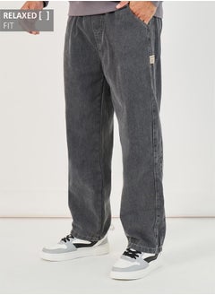 Styli Cotton Stretch Relaxed Fit Jeans with Drawcord Detail  - Image 1