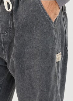 Styli Cotton Stretch Relaxed Fit Jeans with Drawcord Detail  - Image 3
