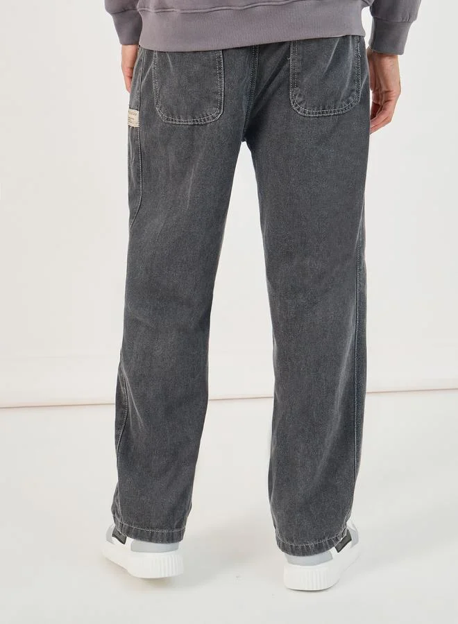 Styli Cotton Stretch Relaxed Fit Jeans with Drawcord Detail
