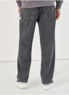 Styli Cotton Stretch Relaxed Fit Jeans with Drawcord Detail  - Image 4