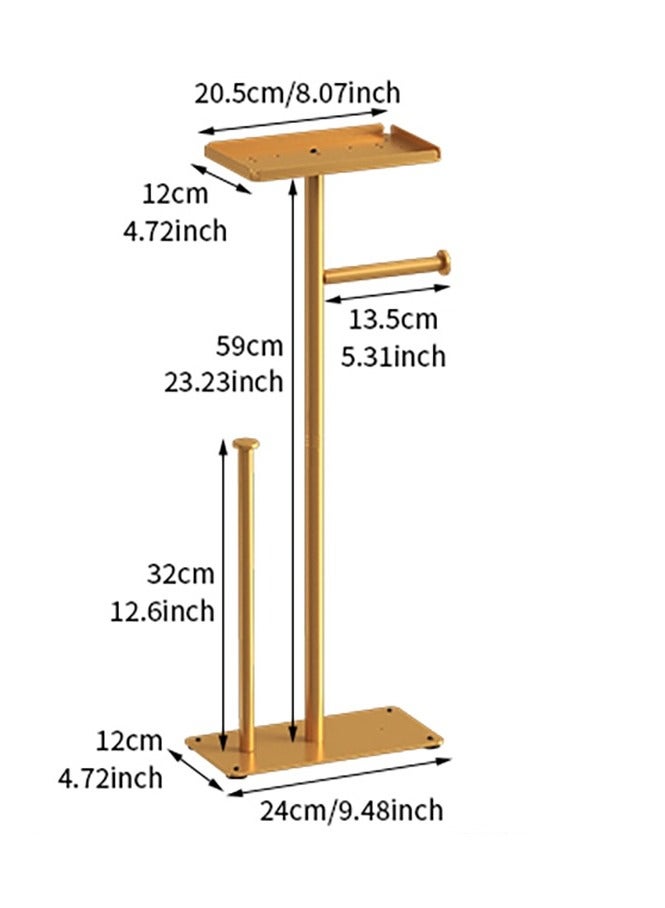 والالا أثاث حمام فاخر على الطراز الأوروبي الخفيف، رف منظم مناشف ورقية مزدوج القطب مثبت على الأرض مع طائرة تخزين - Image 2