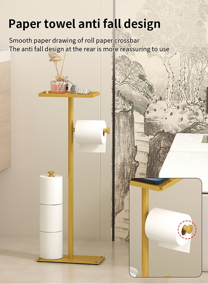 والالا أثاث حمام فاخر على الطراز الأوروبي الخفيف، رف منظم مناشف ورقية مزدوج القطب مثبت على الأرض مع طائرة تخزين - Image 3