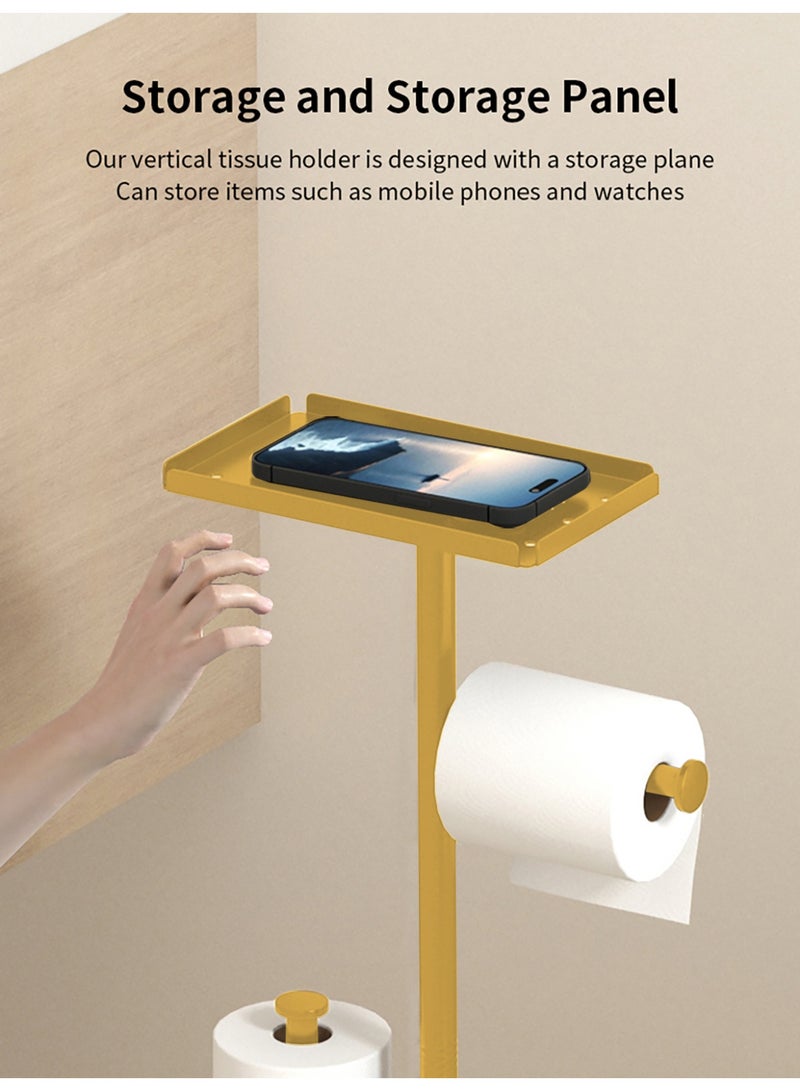 والالا أثاث حمام فاخر على الطراز الأوروبي الخفيف، رف منظم مناشف ورقية مزدوج القطب مثبت على الأرض مع طائرة تخزين - Image 5