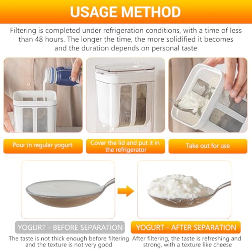 Supvox® 1100ML Greek Yogurt Strainer,Yogurt Filter Milk Strainer with Fine Mesh Bag,Multifunctional Yoghurt Filter Hung Curd Box Curd Maker for Making Thick Greek Soybean Milk - Image 3