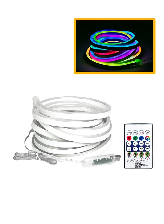 MODI - 5M Flexible Smart Bluetooth RGB LED Neon Strip Light Sync to Music Lighting for Home Decor Kitchen Bedroom Car Bike Hotel Outdoor Bar Parties Garden Desktop Decoration Mobile App Control USB Powered - Image 1