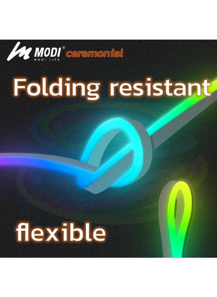 MODI - 5M Flexible Smart Bluetooth RGB LED Neon Strip Light Sync to Music Lighting for Home Decor Kitchen Bedroom Car Bike Hotel Outdoor Bar Parties Garden Desktop Decoration Mobile App Control USB Powered - Image 1