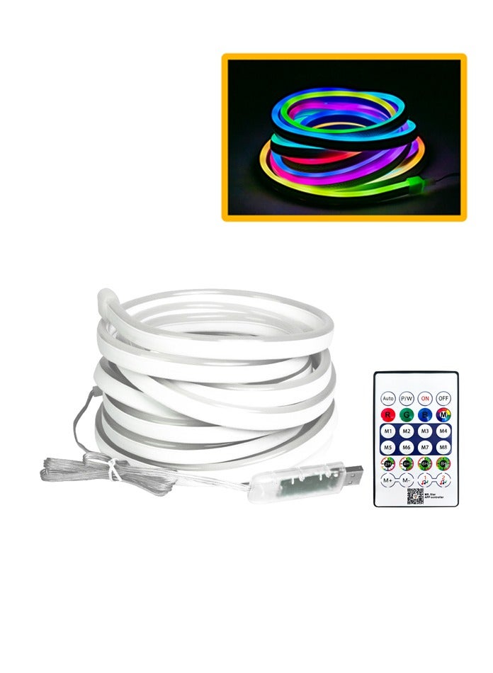 مودي شريط إضاءة نيون RGB LED | حبل نيون مرن بطول 5 أمتار | مزامنة مع الموسيقى | تحكم عن بُعد وتطبيق | أشكال DIY | يعمل عبر USB  - Image 4
