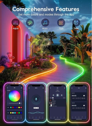 5 Meter RGB LED Neon Strip Light, USB Powered Flexible Rope Light With Remote & App Control, Music Sync, DIY Shape Mood Light For Bedroom, Gaming Room, TV & Party Decor - view 3