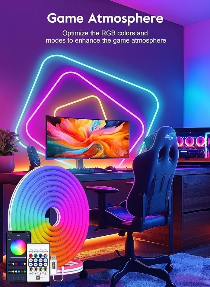 MODI 5 Meter RGB LED Neon Strip Light, USB Powered Flexible Rope Light With Remote & App Control, Music Sync, DIY Shape Mood Light For Bedroom, Gaming Room, TV & Party Decor - Image 2