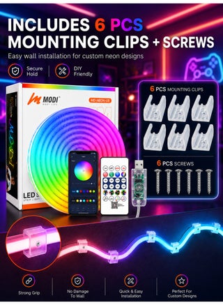5 Meter RGB LED Neon Strip Light, USB Powered Flexible Rope Light With Remote & App Control, Music Sync, DIY Shape Mood Light For Bedroom, Gaming Room, TV & Party Decor - view 5