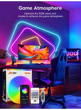 5 Meter RGB LED Neon Strip Light, USB Powered Flexible Rope Light With Remote & App Control, Music Sync, DIY Shape Mood Light For Bedroom, Gaming Room, TV & Party Decor - view 2
