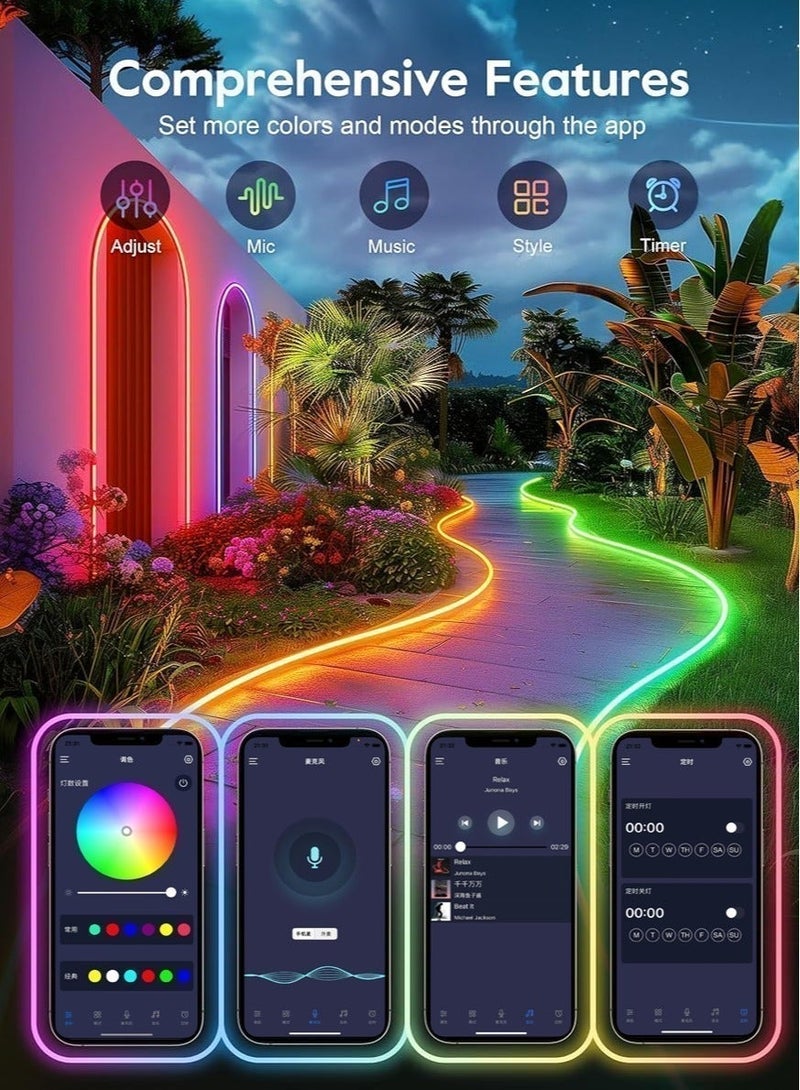 MODI 5M RGB LED Neon Strip Light, USB Powered Flexible Neon Rope With App & Remote Control, Music Sync, 5 Lighting Modes, DIY Bedroom Gaming Room & TV Backlight - Image 4