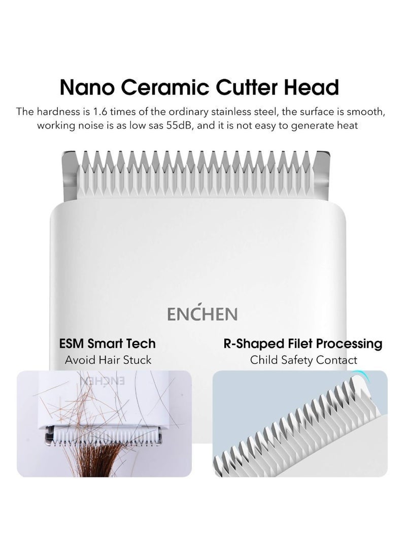ENCHEN Professional Cordless Electric Hair Clippers for Men – USB Rechargeable Head Shaver with Adjustable Cutting Lengths (0.7–21mm), One-Button Lock, Multipurpose Grooming Tool (White) - Image 4