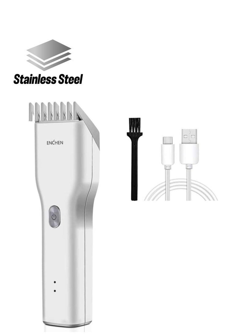 ENCHEN Professional Cordless Electric Hair Clippers for Men – USB Rechargeable Head Shaver with Adjustable Cutting Lengths (0.7–21mm), One-Button Lock, Multipurpose Grooming Tool (White) - Image 1