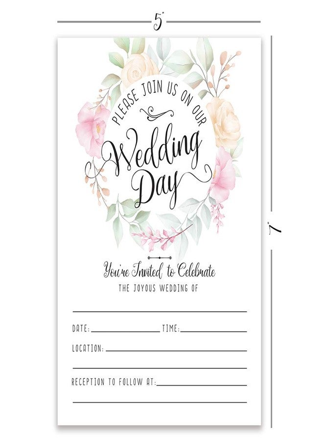 Lone Star Art مجموعة دعوات زفاف مع أظرف - دعوات وأظرف بتصميم زهور إكليل الورد الباستيلي - دعوات زفاف فارغة بتصميم بسيط، مجموعة دعوات زفاف مكونة من 25 دعوة زفاف جميلة - Image 3