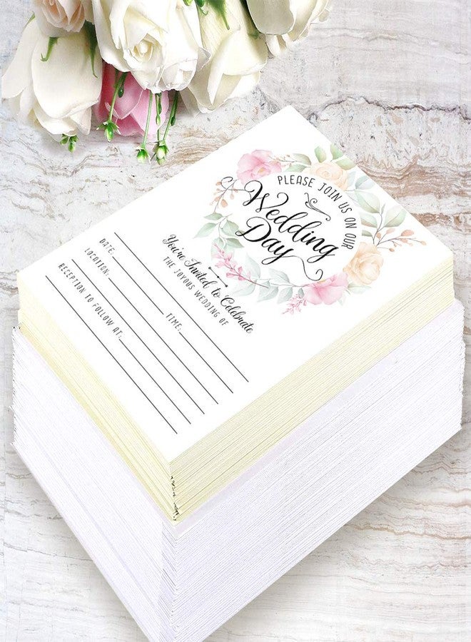 Lone Star Art مجموعة دعوات زفاف مع أظرف - دعوات وأظرف بتصميم زهور إكليل الورد الباستيلي - دعوات زفاف فارغة بتصميم بسيط، مجموعة دعوات زفاف مكونة من 25 دعوة زفاف جميلة - Image 5
