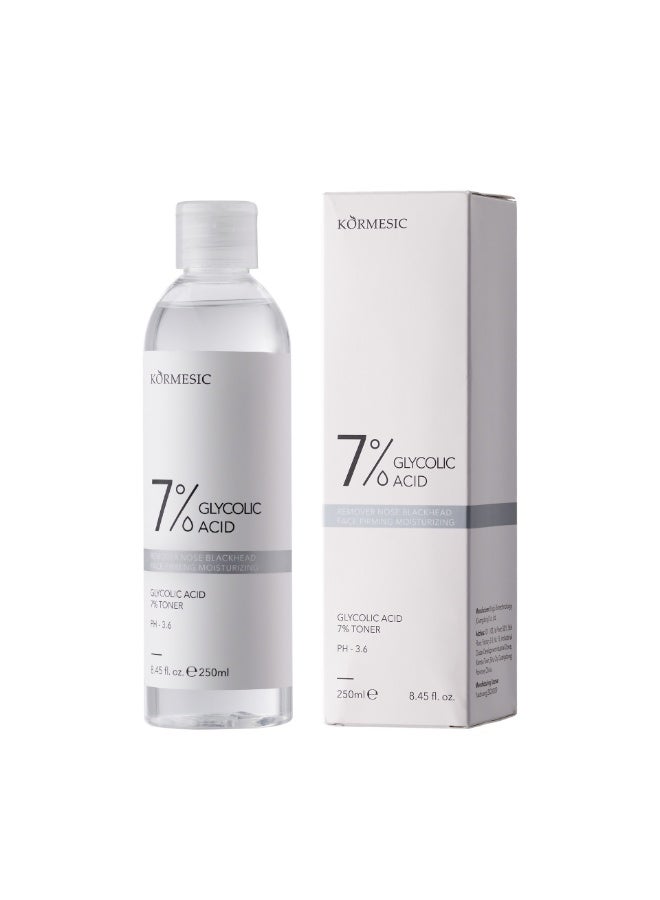 Kormesic Glycolic Acid Toner 7% AHA for Face, Exfoliating Toner to Brighten Skin, Reduce Dark Spots & Minimise Pores, 250ml - Image 1