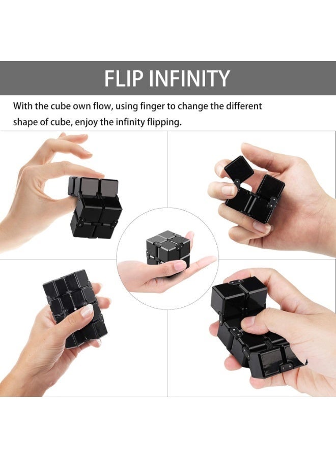 Hugifts Infinite Rubik's Cube toy suitable for adults and children, new fidget spinner toy, relieves stress and anxiety, a fun way to pass the time, perfect for office workers (black) - Image 3