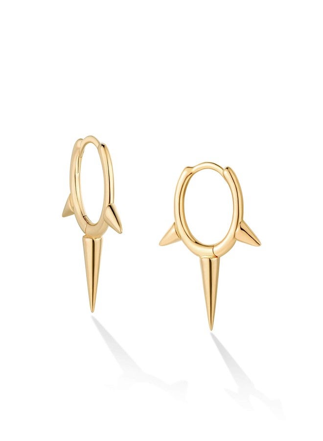 VACRONA Gold Spike Earrings Huggie Earrings for Women 14k Gold Plated Small Huggie Hoop Earrings Simple Lightweight Hoops Gift for Women - Image 1