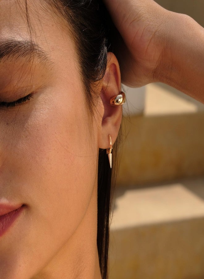 VACRONA Gold Spike Earrings Huggie Earrings for Women 14k Gold Plated Small Huggie Hoop Earrings Simple Lightweight Hoops Gift for Women - Image 3