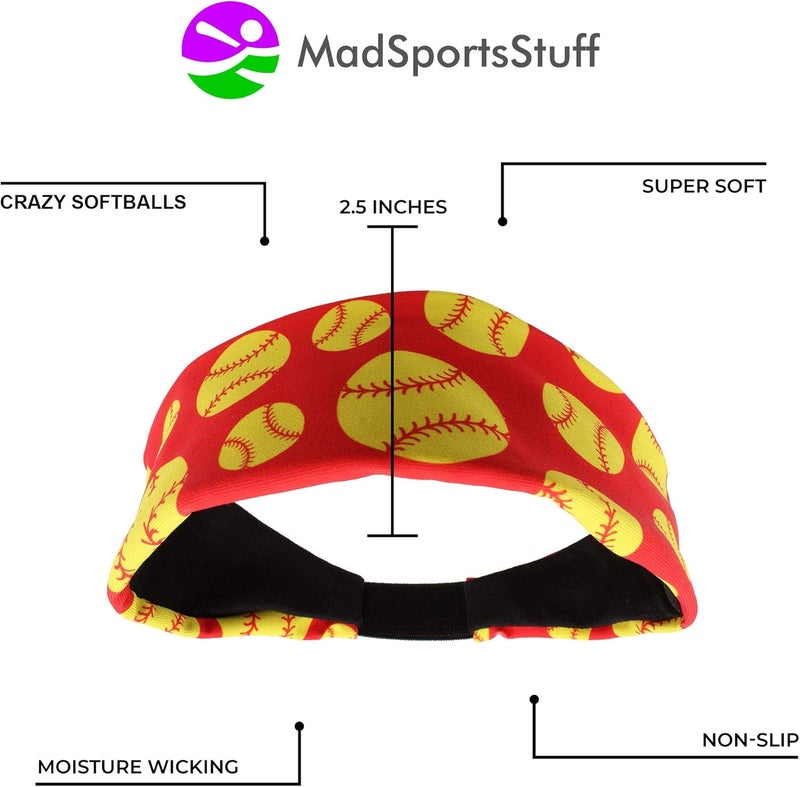 MadSportsStuff Crazy Softball Headband with Softball Logos - Image 4