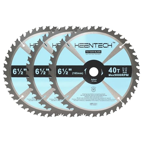 KEENTECH 6-1/2" Dia. by 5/8" Bore Woodworking Circular Saw Blade 40T 3-Pack, Tungsten Carbide Tipped, ATAF Grind - Image 1