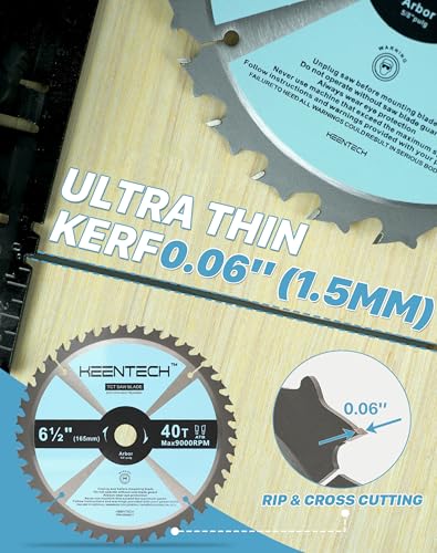 KEENTECH 6-1/2" Dia. by 5/8" Bore Woodworking Circular Saw Blade 40T 3-Pack, Tungsten Carbide Tipped, ATAF Grind - Image 3